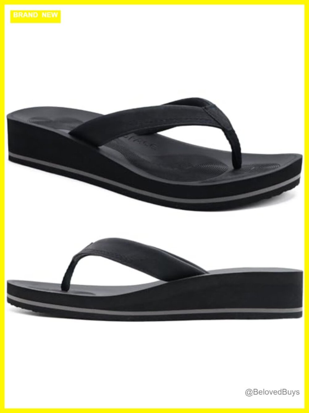 Flip Flops with Wedge Heel, Arch Support, Yoga Mat Sole, Slip On Thong Sandals